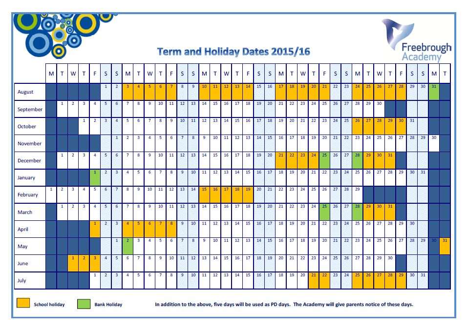 term calendar template